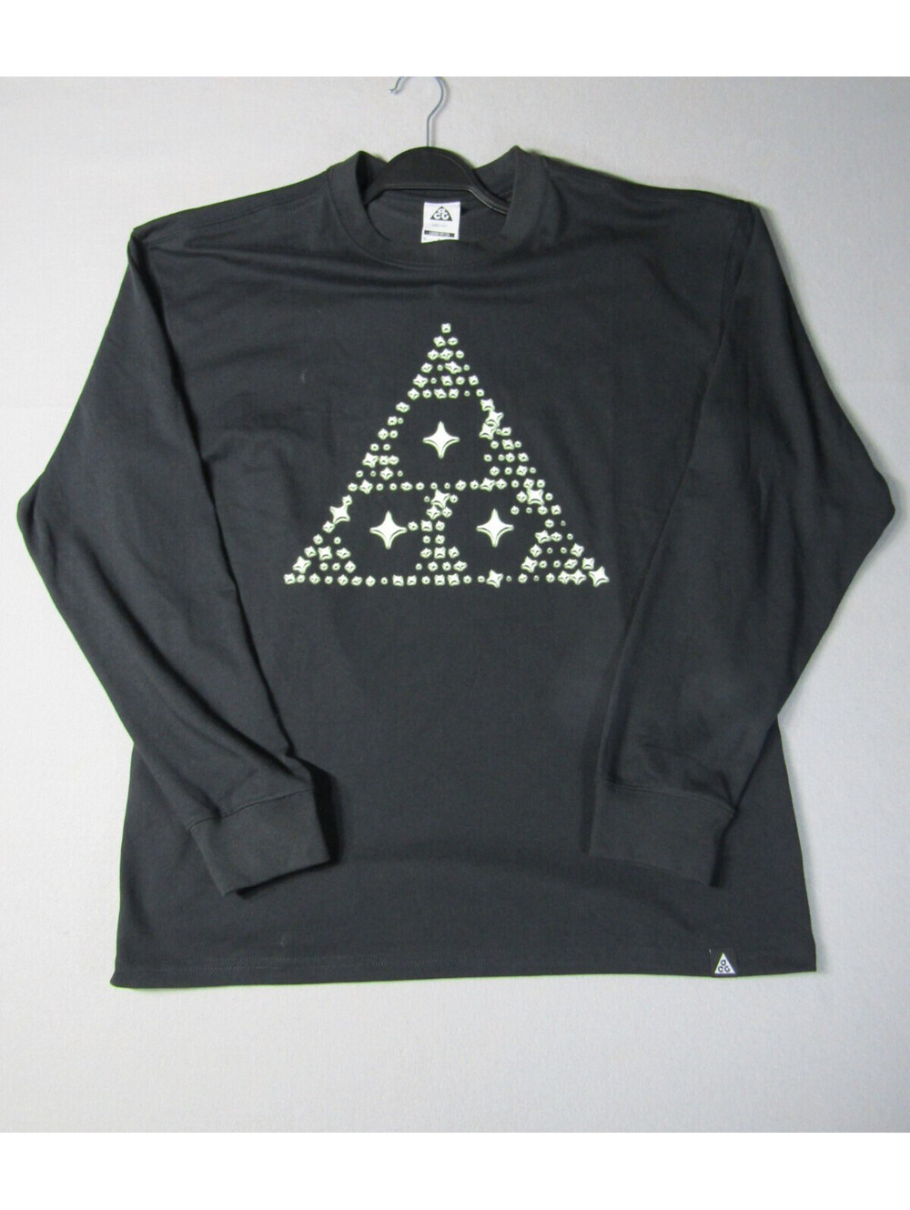 Nike ACG LS T-Shirt Men's M Black Sparkle Triangle Logo Glow in the dark